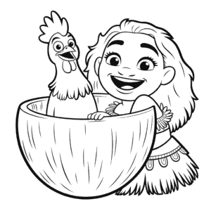 Hei Hei a Vaiana Omalovánka