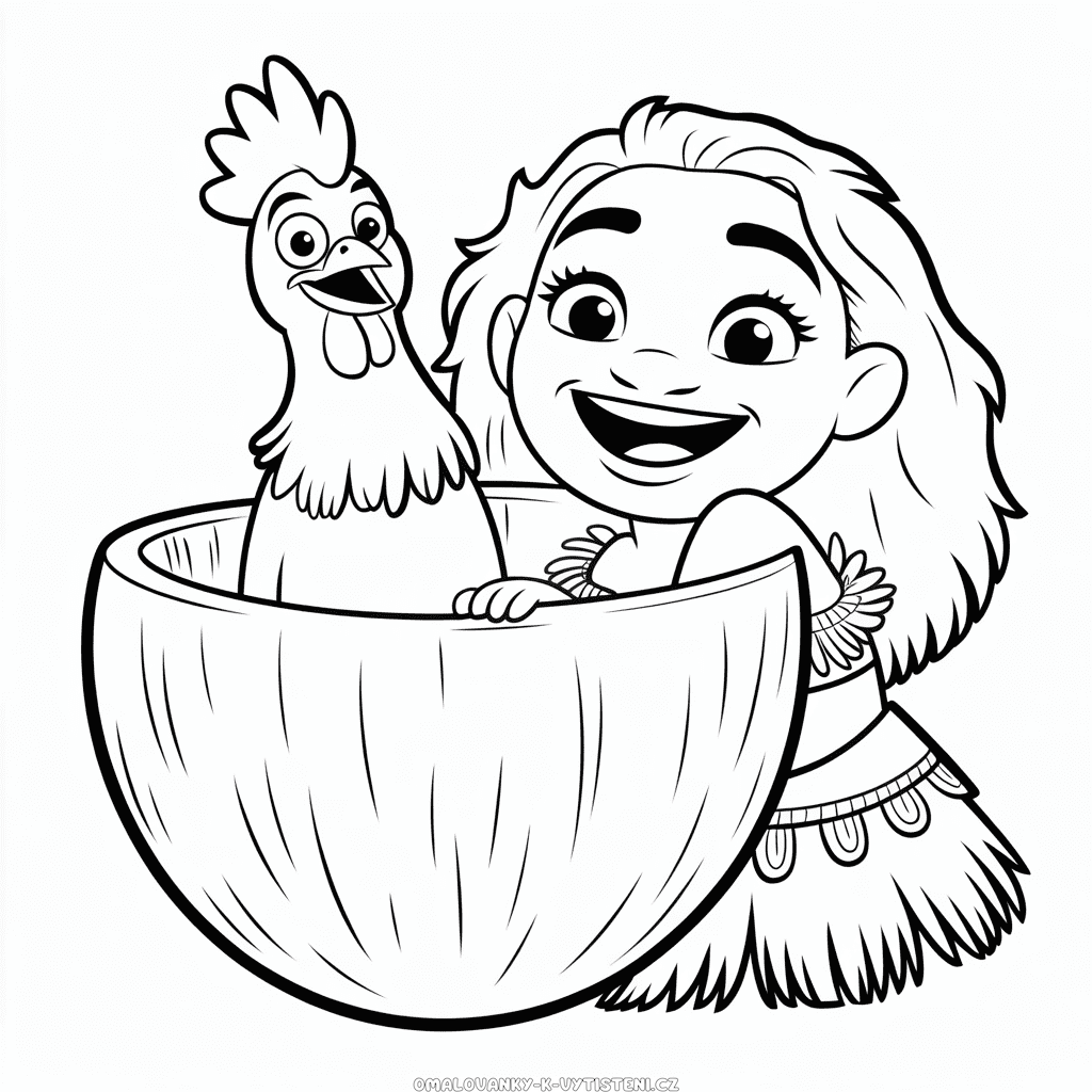 Hei Hei a Vaiana Omalovánka