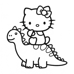 Hello Kitty a Dinosaur Omalovánka
