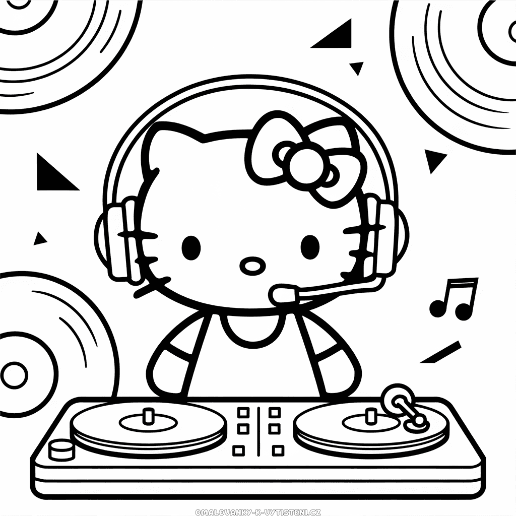 Hello Kitty DJ Omalovánka