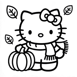 Hello Kitty na podzim Omalovánka