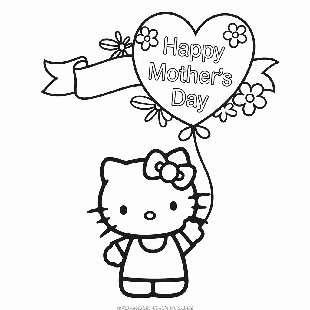 Hello Kitty šťastný Den matek Omalovánka