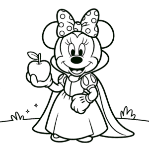 Minnie Mouse oblečená jako Sněhurka Omalovánka