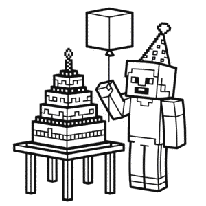 Narozeniny Minecraft Omalovánka