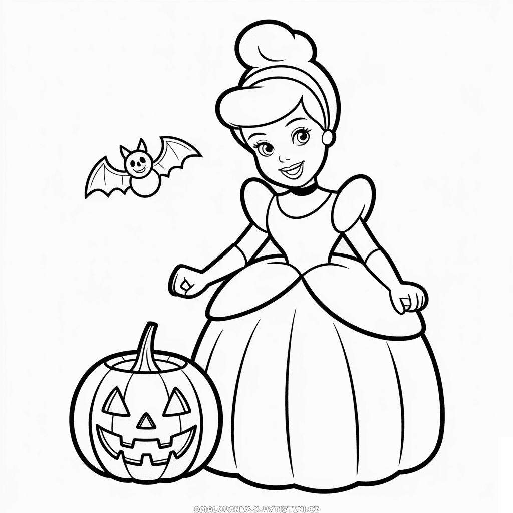 Popelka Halloween Omalovánka