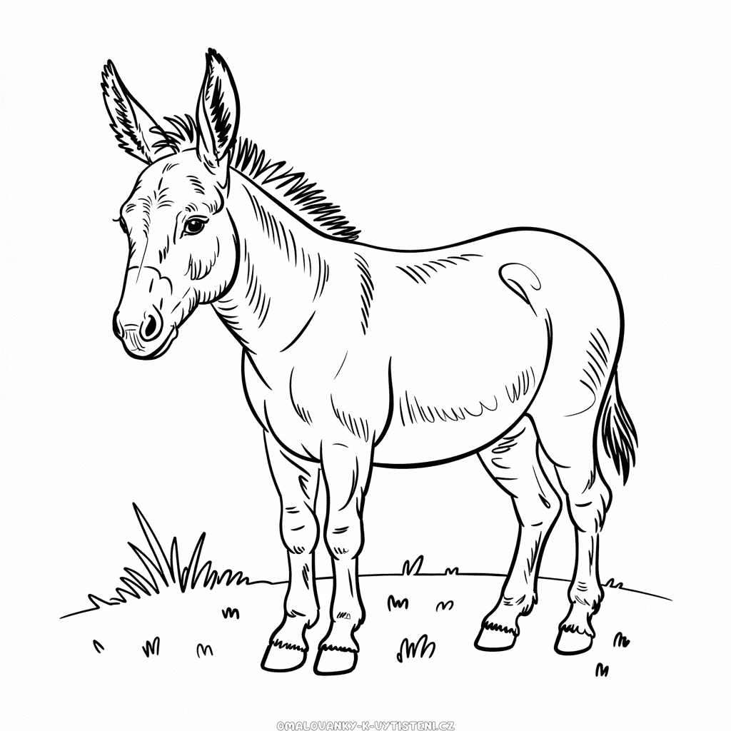 Realistický Osel Omalovánka
