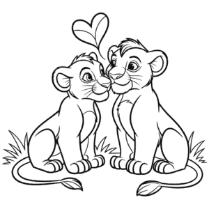 Simba a Nala Omalovánka