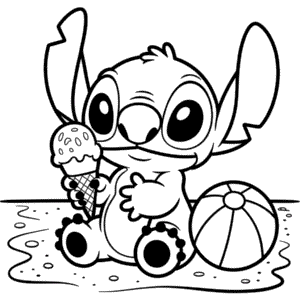 Stitch pojídá zmrzlinu Omalovánka