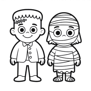 Animované postavy z Halloweenu Omalovánka