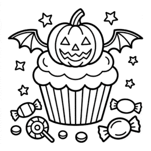 Halloweenský Cupcake Omalovánka
