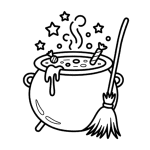 Halloweenský kotel Omalovánka