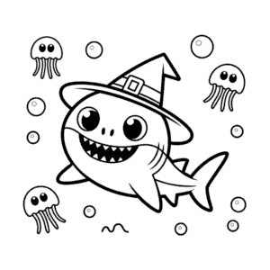 Halloweenský Žralok pro Miminka Omalovánka