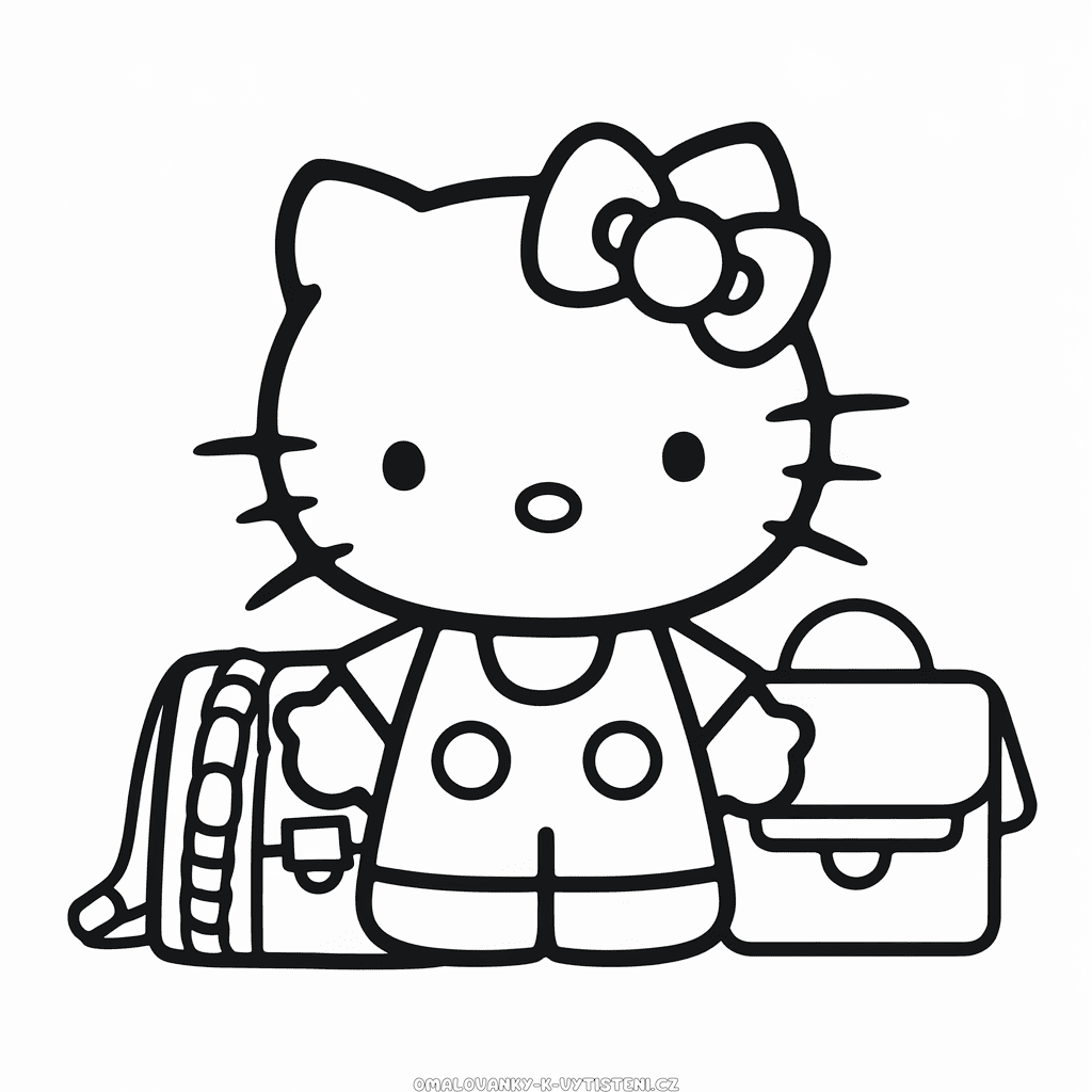 Hello Kitty Připravená do Školy Omalovánka