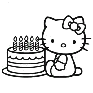 Hello Kitty s dortem Omalovánka