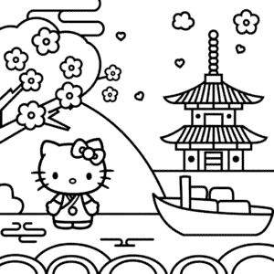 Hello Kitty v Japonsku Omalovánka