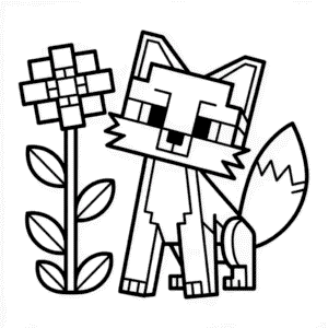 Liška Minecraft Omalovánka