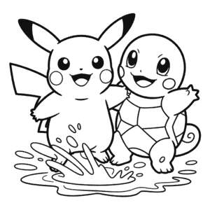 Pikachu a Squirtle Omalovánka