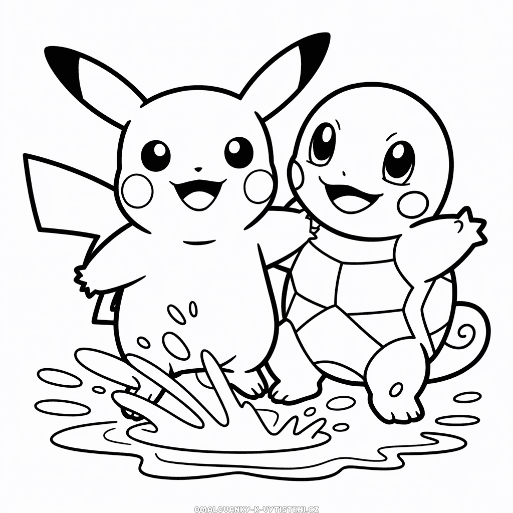 Pikachu a Squirtle Omalovánka