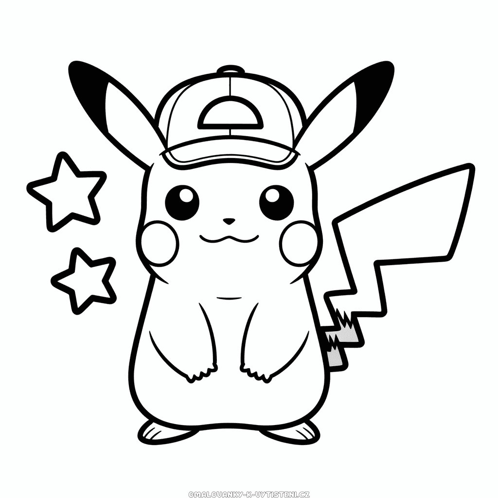 Pikachu s kloboukem Omalovánka