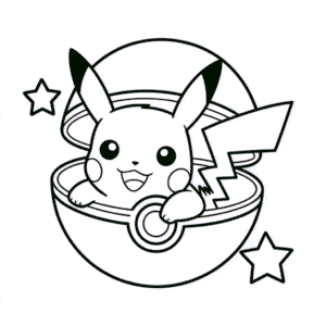 Pikachu v Pokeballu Omalovánka