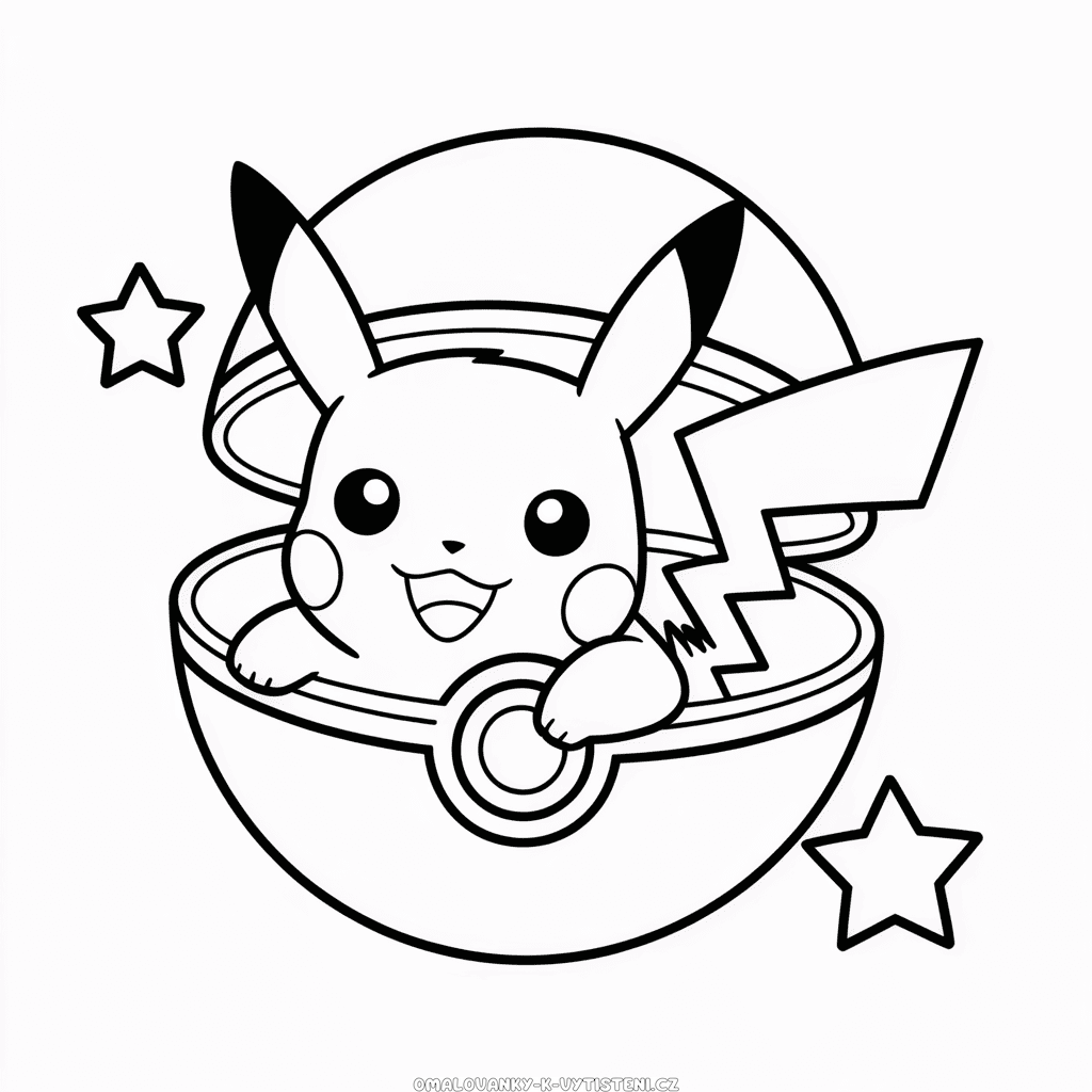Pikachu v Pokeballu Omalovánka