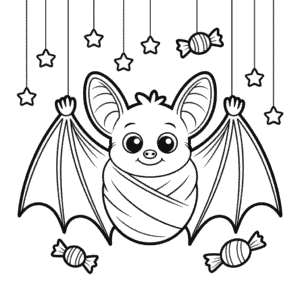 Roztomilý Halloweení Netopýr Omalovánka