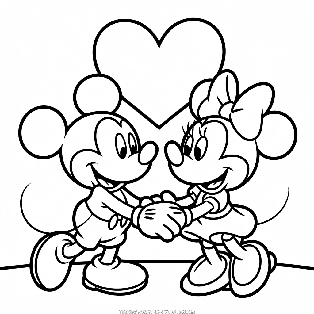 Roztomilý Mickey a Minnie Omalovánka