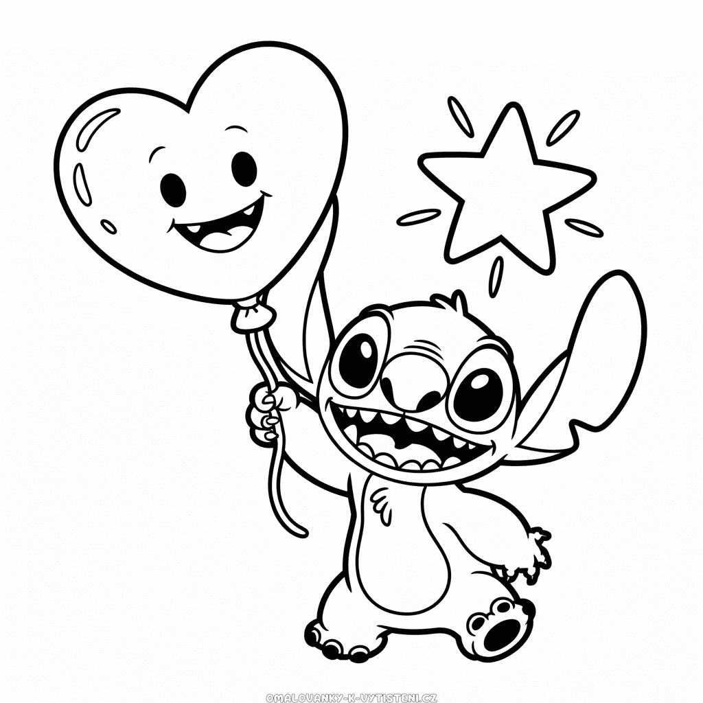 Stitch a Srdce Omalovánka