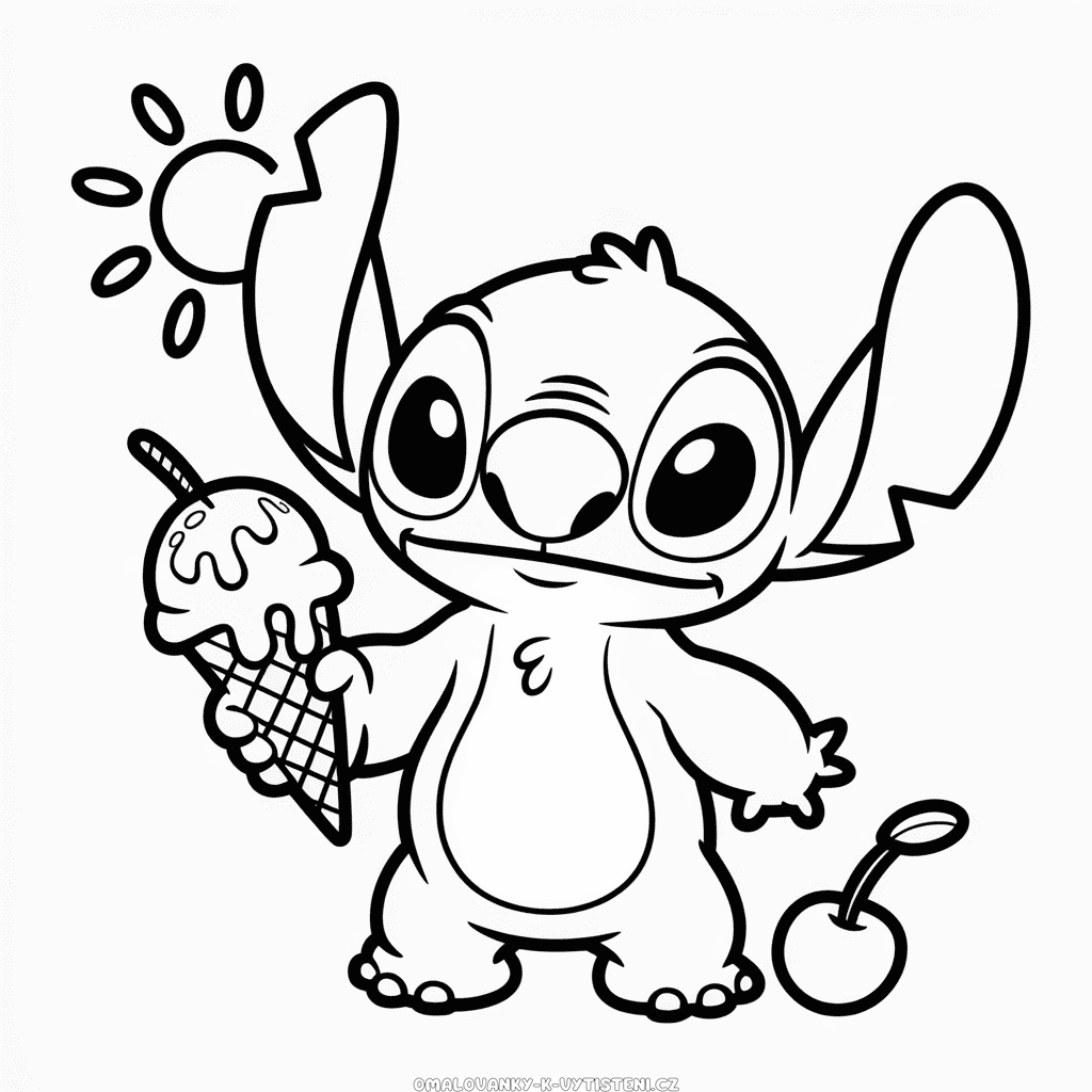 Stitch a zmrzlina Omalovánka