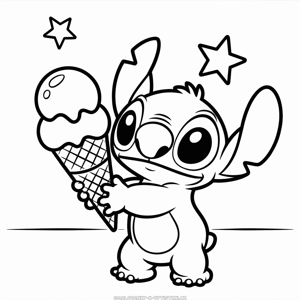 Stitch s zmrzlinou Omalovánka