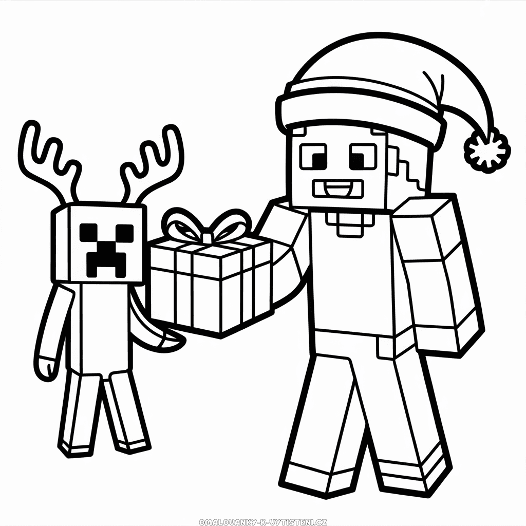 Vánoční Minecraft Omalovánka